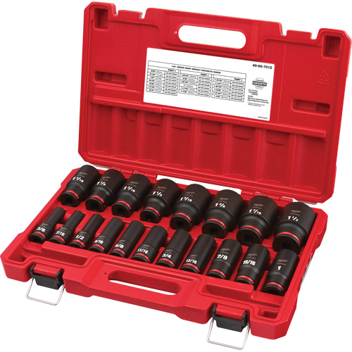 Shockwave Impact Duty SAE 6 Point Socket Set, 19 Pcs, Impact, 1/2" Drive Size, Deep Moffatt Supply & Specialties