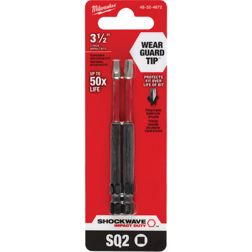 Embout de tournevis Shockwave Impact Duty, Carr&eacute;e, Embout #2, Prise 1/4", Longueur 3-1/2" Moffatt Supply & Specialties