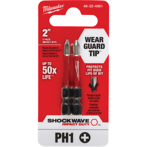 Embout de tournevis Shockwave Impact Duty, Phillips, #1, Prise 1/4" Moffatt Supply & Specialties