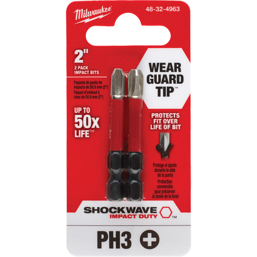 Embout de tournevis Shockwave Impact Duty, Phillips, #3, Prise 1/4" Moffatt Supply & Specialties
