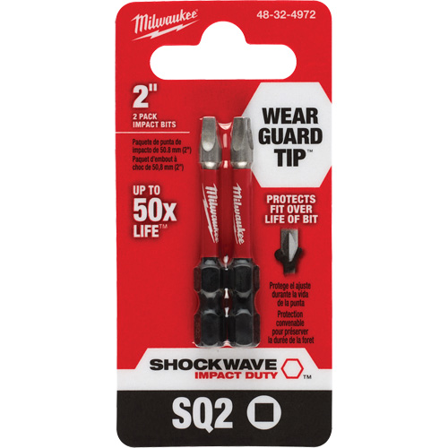 Shockwave Impact Duty Screwdriver Bit, Square, #2, 1/4" Drive Moffatt Supply & Specialties