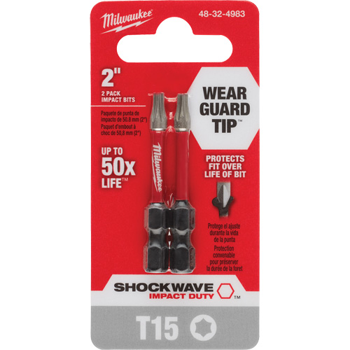 Embout de tournevis Shockwave Impact Duty, Torx, T-15, Prise 1/4" Moffatt Supply & Specialties