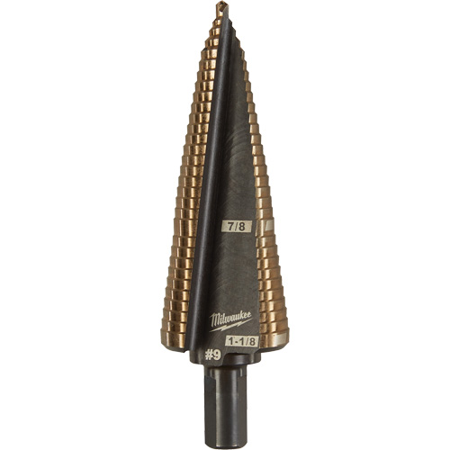 Step Drill Bit, 7/8"/#9 - 1-1/8"/#9 , 1/32" Increments, High Speed Cobalt Moffatt Supply & Specialties