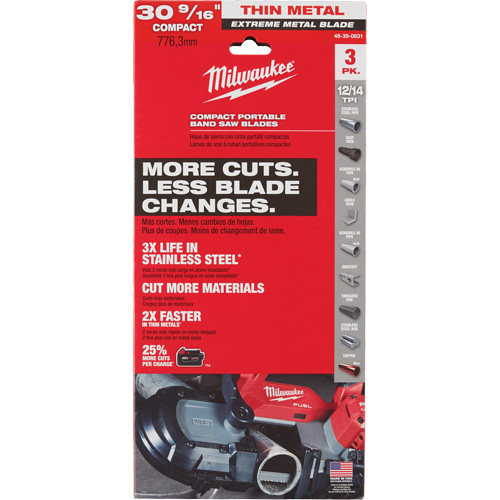 Extreme Metal Band Saw Blades, High Speed Steel, 30-9/16" L x 1/2" W x 0.02" Thick, 12/14 TPI Moffatt Supply & Specialties