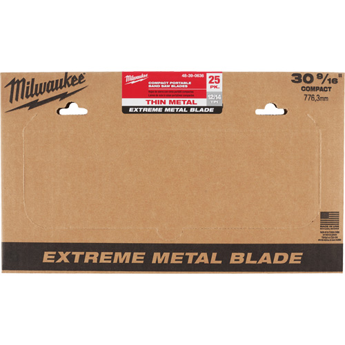 Extreme Metal Band Saw Blades, High Speed Steel, 30-9/16" L x 1/2" W x 0.02" Thick, 12/14 TPI Moffatt Supply & Specialties
