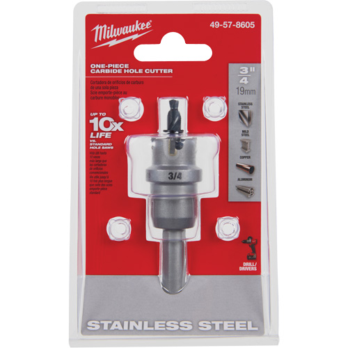 One-Piece Carbide Hole Cutters, 3/4", 3/16" Depth of Cut Moffatt Supply & Specialties