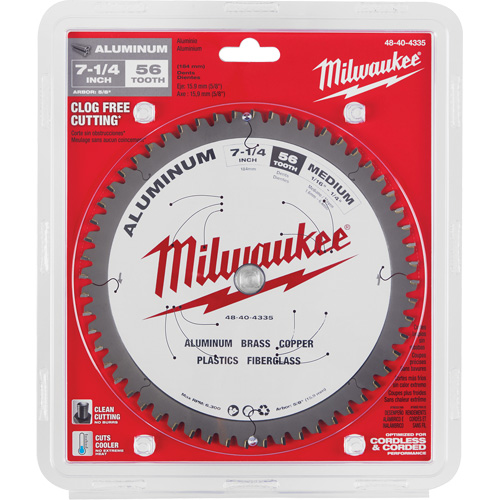 Aluminum Cutting Circular Saw Blade, 7-1/4", 56 Teeth, Plastic/Fibreglass/Non-Ferrous Use Moffatt Supply & Specialties