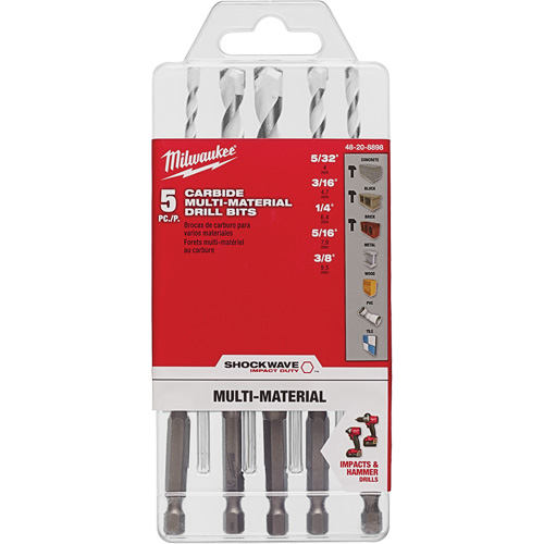 Shockwave Multi-Material Drill Bit Set, 5 Pieces, Carbide Moffatt Supply & Specialties