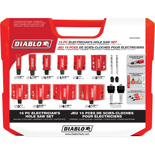 Ensemble de scie-cloche bim&eacute;tallique pour &eacute;lectricien, 16 morceaux Moffatt Supply & Specialties