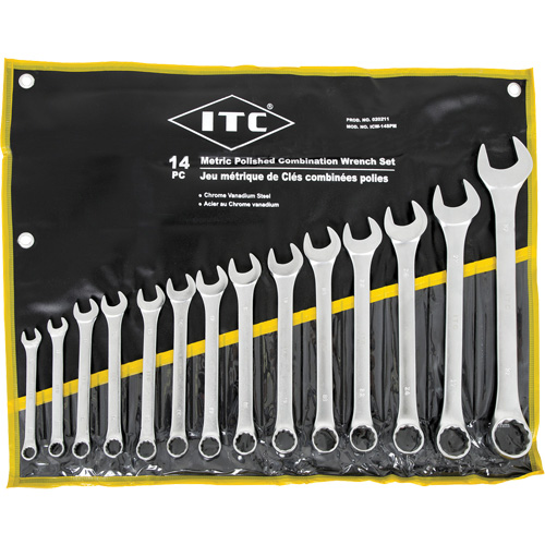 ICW-14PM Polished Wrench Set, Combination, 14 Pieces, Metric Moffatt Supply & Specialties
