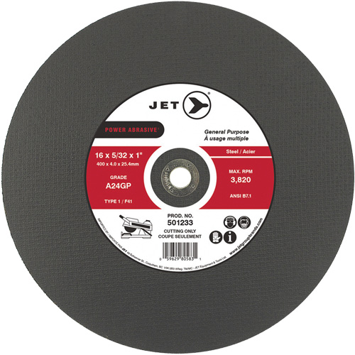 Meule &agrave; tronçonner Power Abrasive A24GP, 20" x 5/32", Arbre de 1", Type 1, 3000 Tr/min Moffatt Supply & Specialties