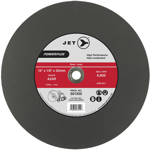 A24R PowerPlus Cut-Off Wheel, 12" x 1/8", 20 mm Arbor, Type 1, 6600 RPM Moffatt Supply & Specialties