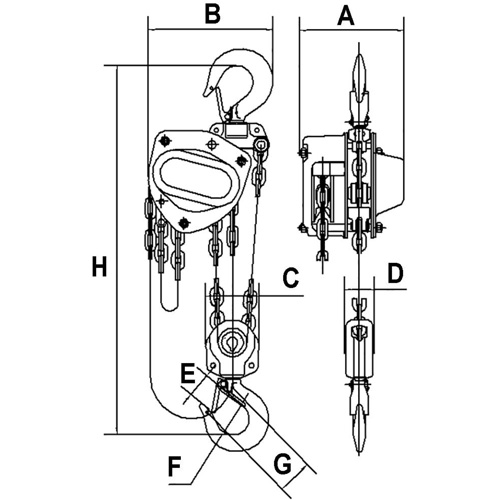 KCH Series Chain Hoists, 10' Lift, 11000 lbs. (5 tons) Capacity, Alloy Steel Chain Moffatt Supply & Specialties