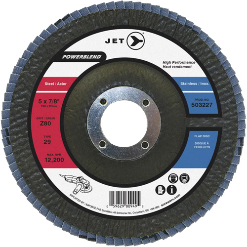 Flap Discs - Steel/Stainless Steel Application, 6" x 7/8", Type 29, Z120 Grit, Zirconium Moffatt Supply & Specialties