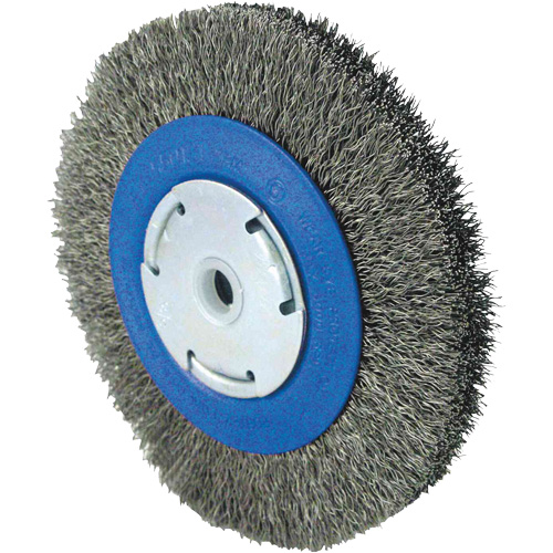 Crimped Wire Wheel Brushes, 6" Dia., 0.014" Fill, 1/2" - 5/8" - 2 Arbor Moffatt Supply & Specialties