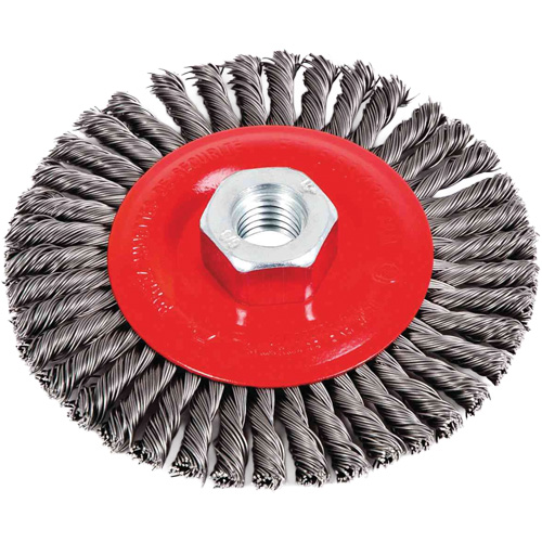 Brosse &agrave; cordon de soudure pour meuleuse angulaire, Dia. 4-1/2", Fils 0,02", Arbre 5/8"-11, Acier Moffatt Supply & Specialties