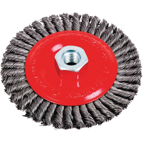 Brosse &agrave; cordon de soudure pour meuleuse angulaire, Dia. 5", Fils 0,02", Arbre 5/8"-11, Acier Moffatt Supply & Specialties