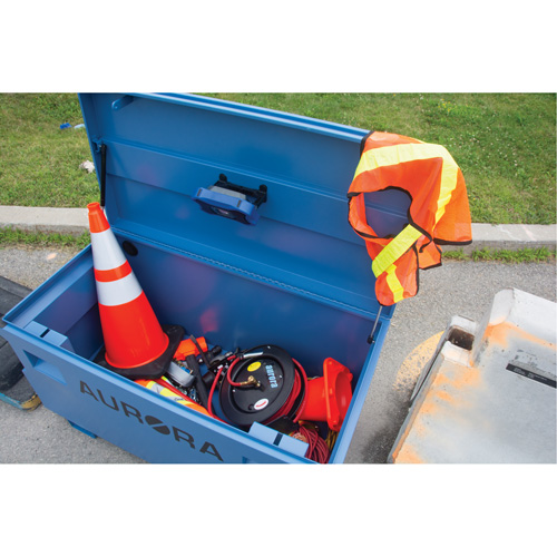 Jobsite Tool Box, 48" x 24" x 27-3/5", Steel, Blue Moffatt Supply & Specialties