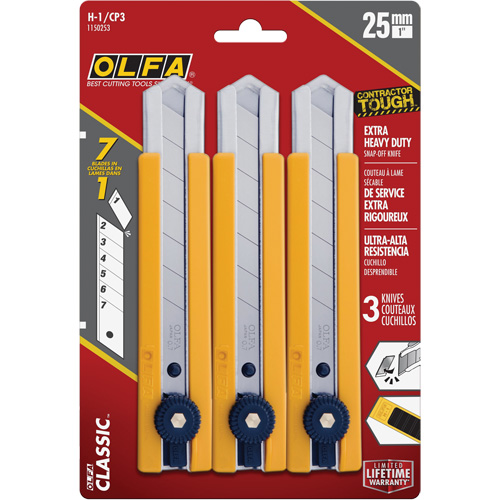 H-1 Classic Extra Heavy-Duty Utility Knife with Rubber Grip Inset, 25 mm Moffatt Supply & Specialties