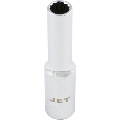 Douille chrom&eacute;e, 4 mm, Prise 1/4", 12 pans, Profond Moffatt Supply & Specialties