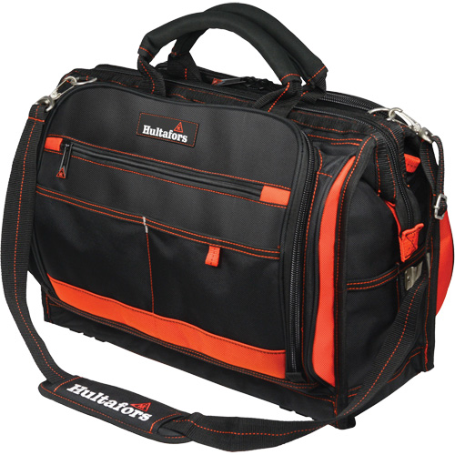 Porte-outils &agrave; compartiments multiples de 18", Polyester balistique, 50 pochettes, Noir/Rouge Moffatt Supply & Specialties