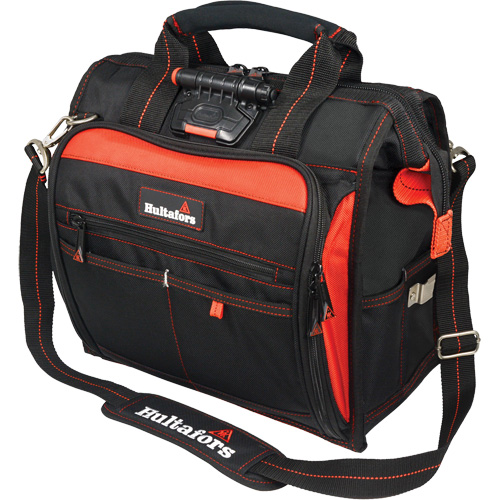 Lighted Technician's Tool Bag, Ballistic Polyester, Black/Red Moffatt Supply & Specialties