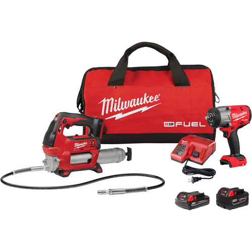 M18 Fuel HTIW with Friction Ring & Grease Gun Combo Kit, Lithium-Ion, 18 V Moffatt Supply & Specialties