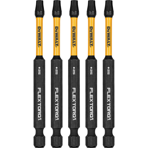 5-Piece FLEXTORQ&reg; Impact Screwdriving Bits, Torx, T-25, 1/4" Drive Moffatt Supply & Specialties