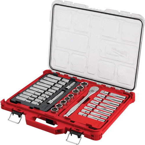 Ratchet & Socket Set with PACKOUT Low-Profile Organizer, 47 Pcs, 1/2" Drive Size, Deep Moffatt Supply & Specialties