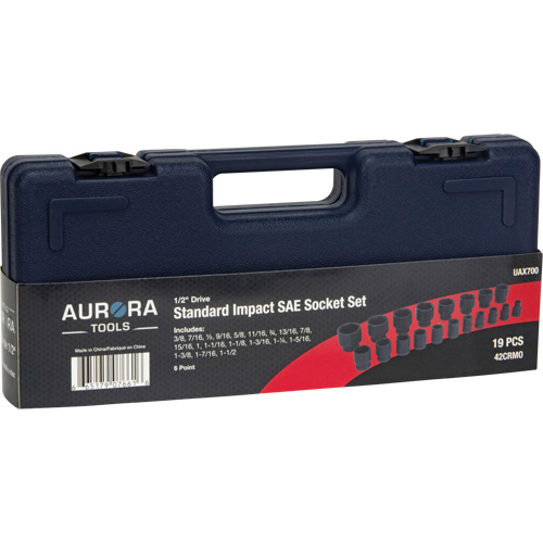 SAE Socket Set, 19 Pcs, Impact, 1/2" Drive Size Moffatt Supply & Specialties