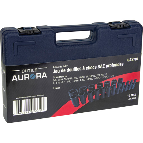 SAE Socket Set, 19 Pcs, Impact, 1/2" Drive Size, Deep Moffatt Supply & Specialties