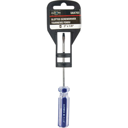 Blue Transparent Striped Slotted Screwdriver, 1/8" Tip, Round, Plastic Handle Moffatt Supply & Specialties