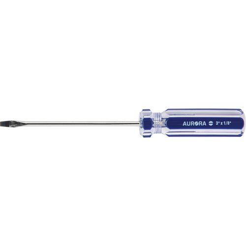 Blue Transparent Striped Slotted Screwdriver, 1/8" Tip, Round, Plastic Handle Moffatt Supply & Specialties