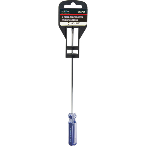 Tournevis &agrave; fente bleu transparent avec bandes, Tige de 1/8", Ronde, Prise en Plastique Moffatt Supply & Specialties