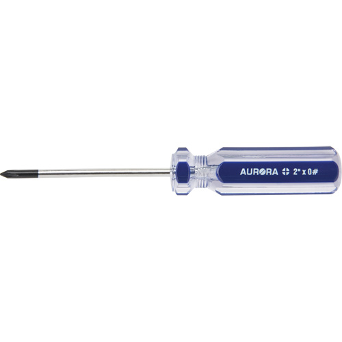 Blue Transparent Striped Philips Screwdriver, #0, Plastic Handle Moffatt Supply & Specialties