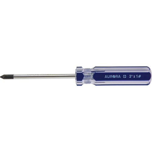Blue Transparent Striped Philips Screwdriver, #1, Plastic Handle Moffatt Supply & Specialties