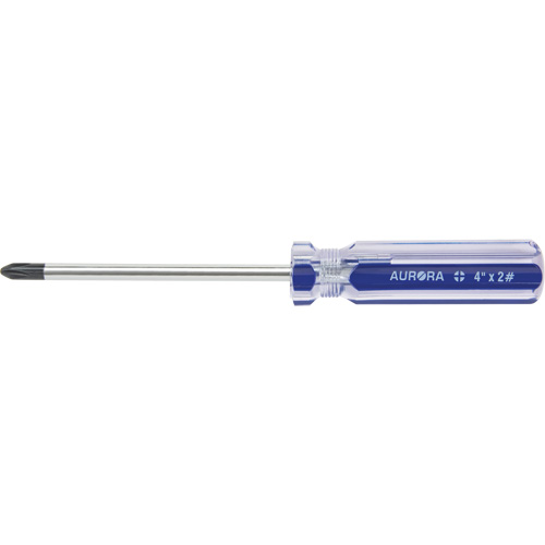 Blue Transparent Striped Philips Screwdriver, #2, Plastic Handle Moffatt Supply & Specialties