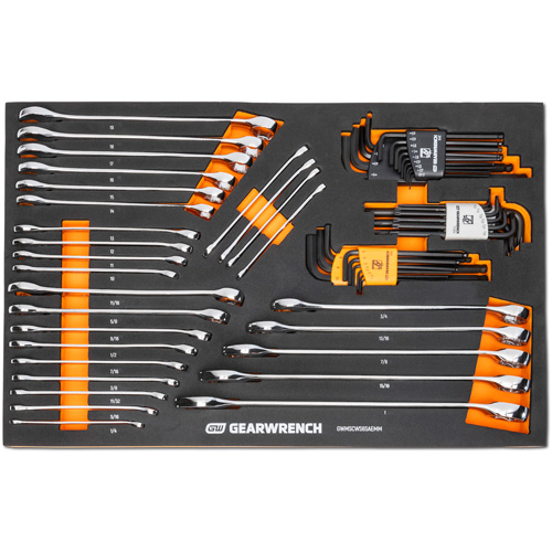 Jeu de cl&eacute;s mixtes et hex &agrave; 6 pans dans un plateau de rangement en mousse Moffatt Supply & Specialties