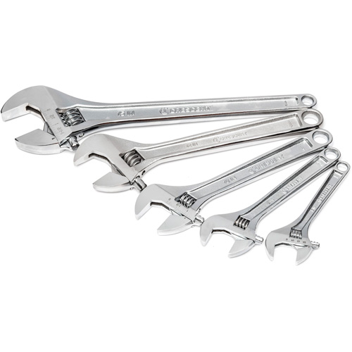 Chrome Wrench Set, Adjustable, 5 Pieces, Imperial and Metric Moffatt Supply & Specialties