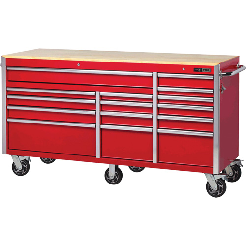 PRC7215 Pro Series Roller Cabinet, 15 Drawers, 72" W x 24" D x Red Moffatt Supply & Specialties
