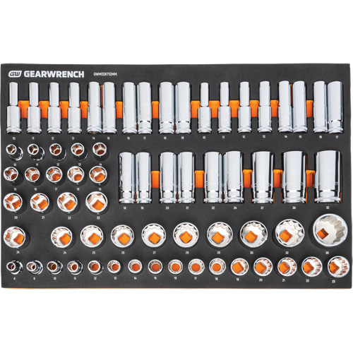 Jeu d'outils m&eacute;triques pour m&eacute;canicien MEGAMOD dans des plateaux en mousse modulaire avec armoire roulante &agrave; outils, 358 morcea Moffatt Supply & Specialties