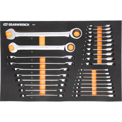 Jeu d'outils m&eacute;triques pour m&eacute;canicien MEGAMOD dans des plateaux en mousse modulaire avec armoire roulante &agrave; outils, 358 morcea Moffatt Supply & Specialties