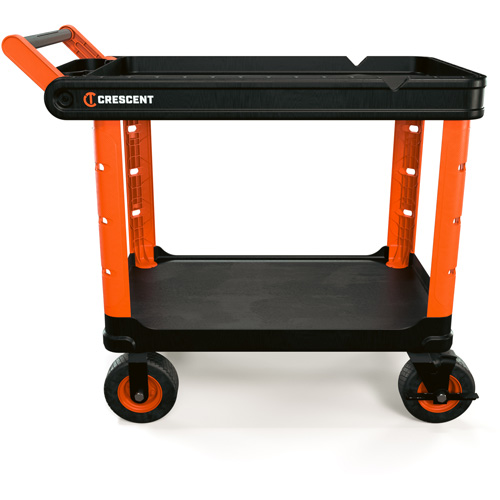 Chariot utilitaire industriel &agrave; 2 tablettes RAILWORKS avec roulettes de 8", 47" lo x 24-1/2" la x 37-4/5" h, Noir/Orange Moffatt Supply & Specialties