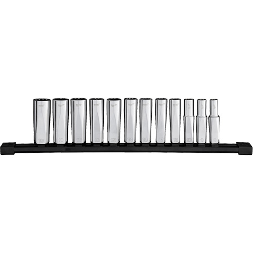 Jeu de douilles &agrave; puits profondes m&eacute;triques &agrave; 12 pans, 12 Mcx, Prise de 3/8", Profond Moffatt Supply & Specialties