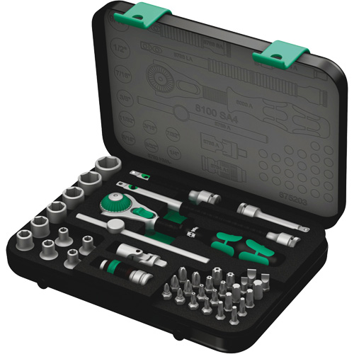 8100 SA 4 Zyklop Speed Ratchet Set, 41 Pcs, 1/4" Drive Size Moffatt Supply & Specialties