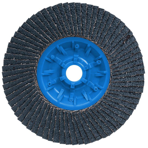 Disque &agrave; lamelles POWERBLEND TRM QC, 5" x 5/8"-11, Type 27, Grain Z40, Alumine de zirconium Moffatt Supply & Specialties