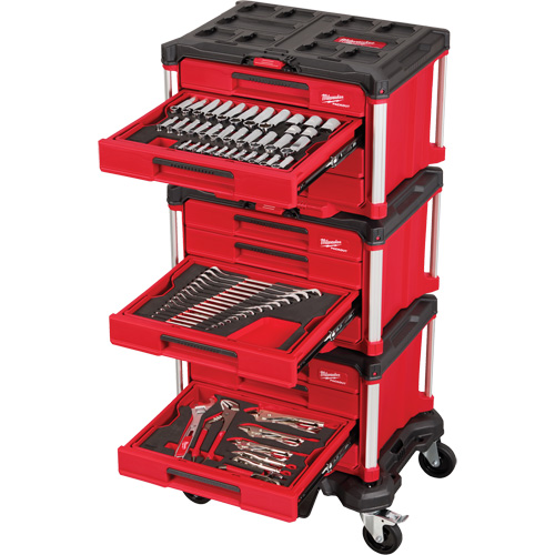 366-Piece Master Mechanics Hand Tool Set with PACKOUT Drawers & Dolly, 16-3/10" x 22-1/5" x 48-5/8", Black/Red Moffatt Supply & Specialties