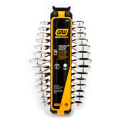 Jeu de cl&eacute;s courtes &agrave; 12 pans et 72 dents, Combinaison &agrave; cliquet, 14 morceaux, Imp&eacute;rial et m&eacute;trique Moffatt Supply & Specialties