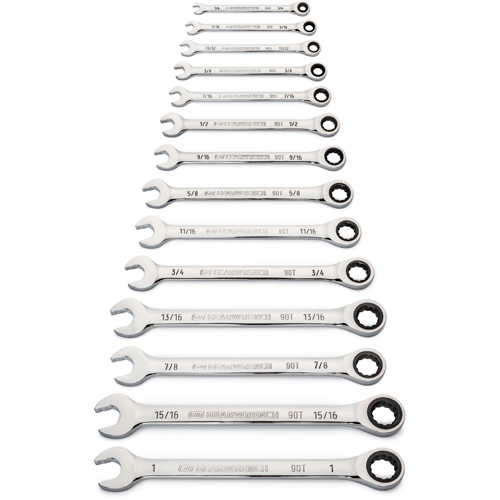 90-Tooth 12 Point SAE Wrench Set, Ratcheting Combination, 14 Pieces, Imperial Moffatt Supply & Specialties