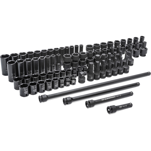 Jeu de douilles maîtresses SAE/m&eacute;triques &agrave; 6 pans, 80 Mcx, Chocs, Prise de 3/8", Profond Moffatt Supply & Specialties